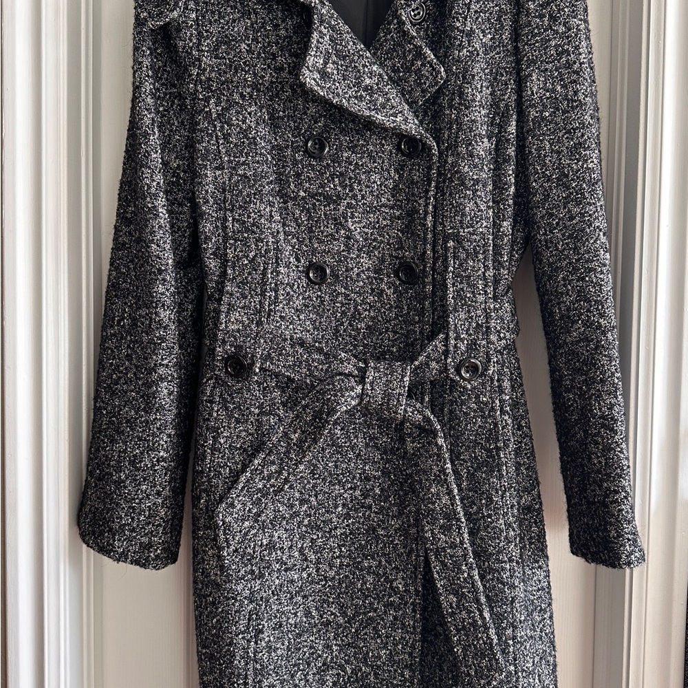 Calvin Klein Gray Tweed Trench Coat